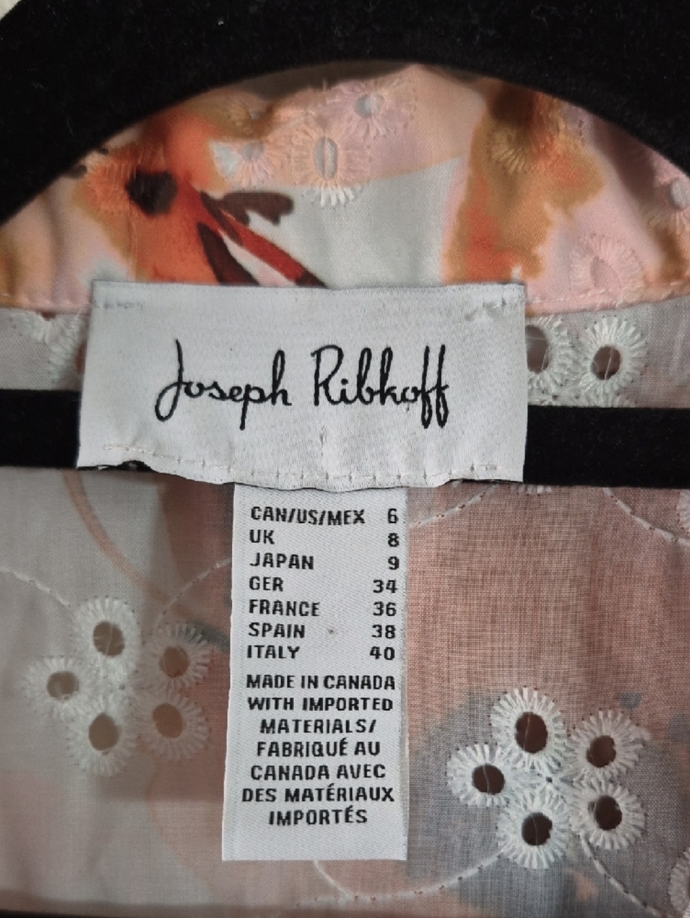 Joseph Ribkoff Peach Multi Floral Eyelet Button Front Shirt - Picture 8 of 8